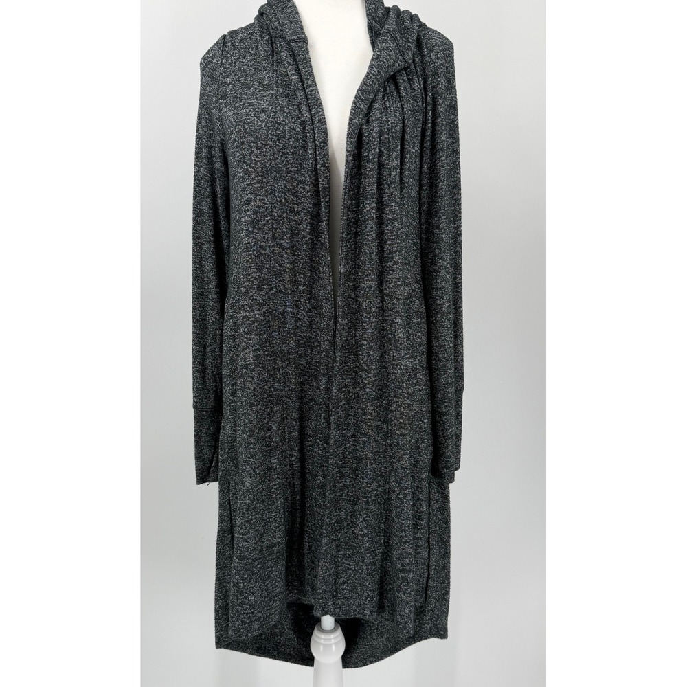 Athleta Harmony Wrap 2.0 Cardigan Womens Medium Charcoal Grey Hooded Longline M
